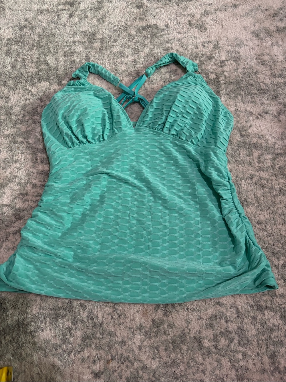 Teal Textured Tankini Top & Swim skirt (size large for top and skirt)
